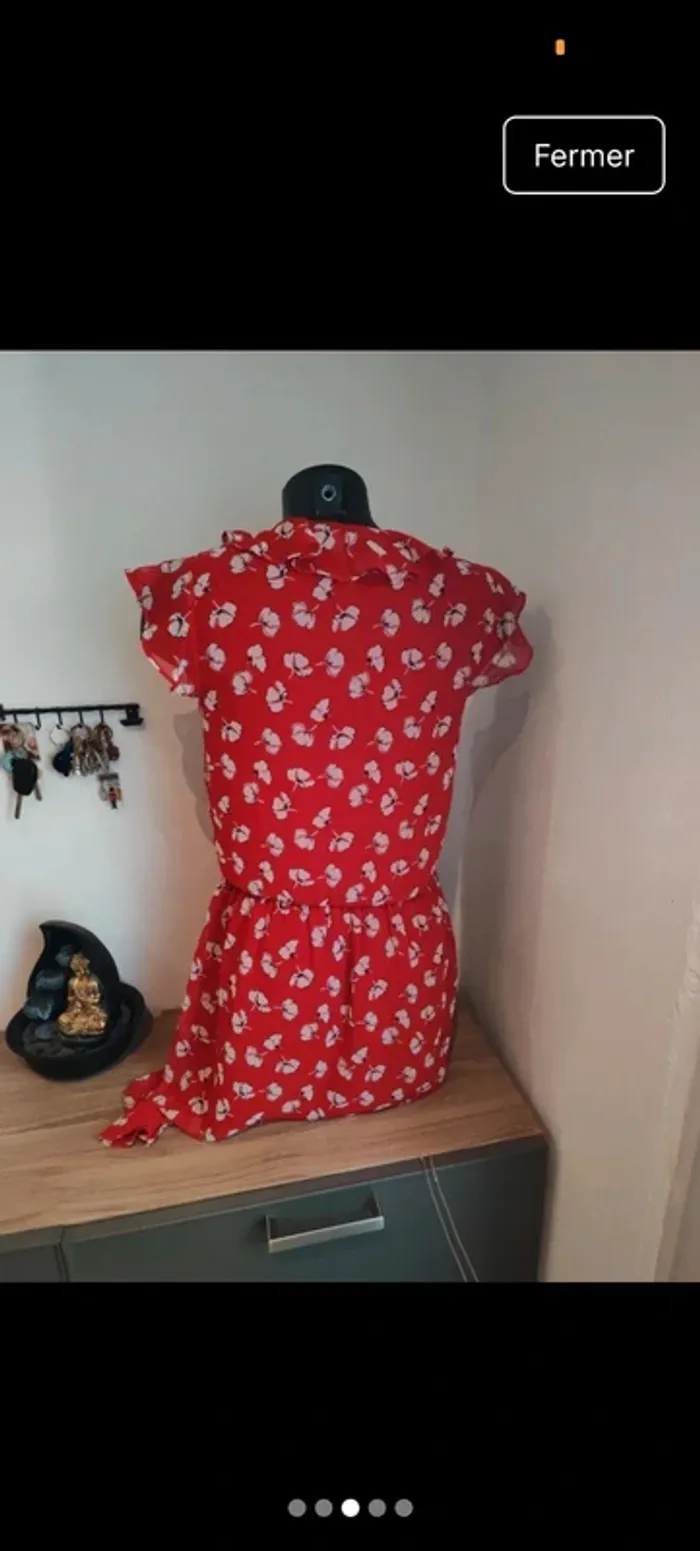 Robe midi rouge à volant taille 36 - photo numéro 3