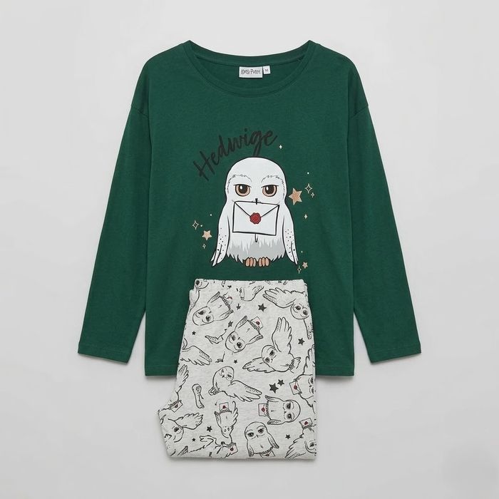 Ensemble Pyjama Harry Potter – Motif Hedwige – Vert et Gris – Taille M - photo numéro 1