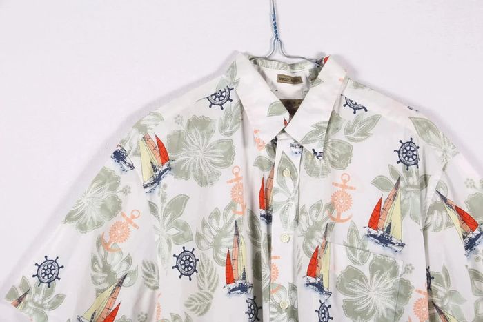 Incroyable chemisette vintage 90's en coton motif bateaux et encres marines (#240154) - photo numéro 4