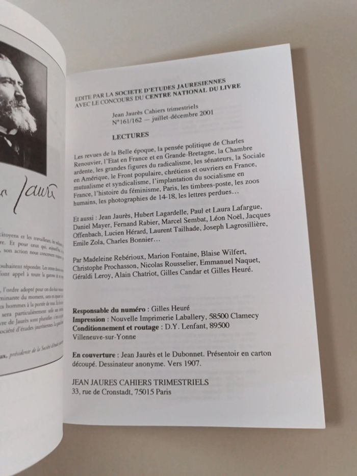Jean Jaurès lectures cahiers trimestriels numéro 161/162 - photo numéro 4