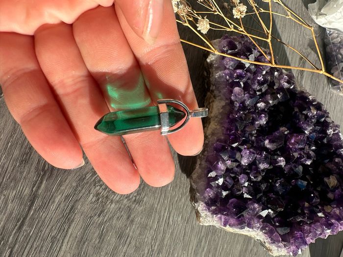 Pendentif pendule en cristal vert - Pierre naturelle - photo numéro 7