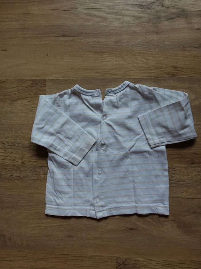 Tee-shirt manches longues 6 mois rayé - photo numéro 2