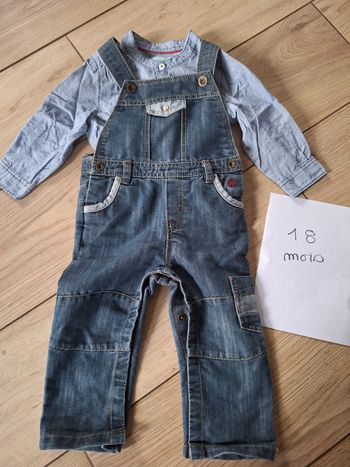 Ensemble salopette chemise 18 mois garçon