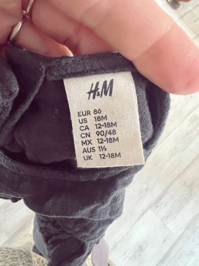 Robe h&m grise avec volant gaz de coton 86 - photo numéro 5