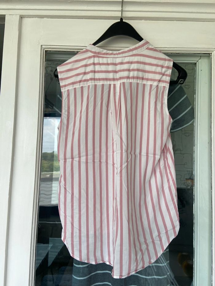 Blouse sans manches à lignes rose - photo numéro 3