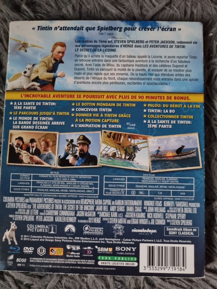 Dvd Les Aventures de TINTIN (le secret de la licorne) - photo numéro 2