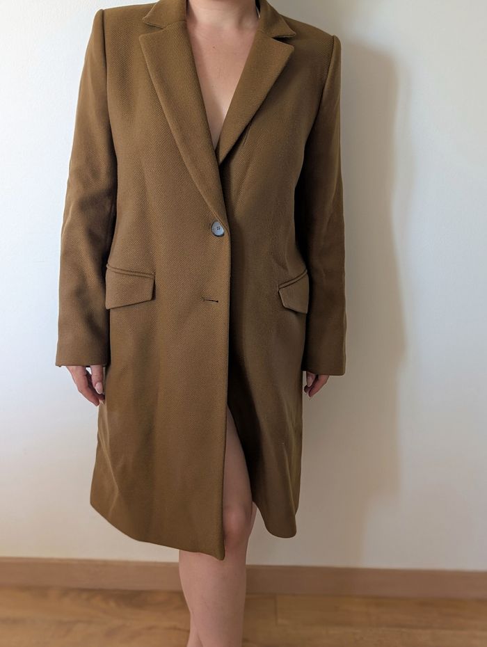 Manteau long laine marron Zara