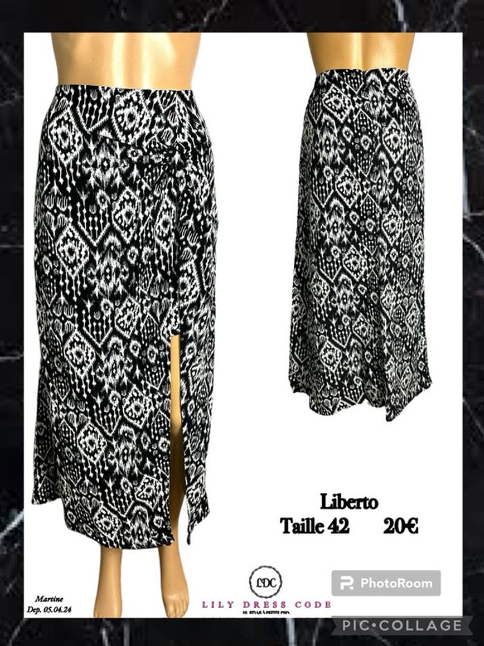 🖤 Jupe longue imprimée noir & blanc Liberto – Taille 42 SOLDÉ -20% 🖤