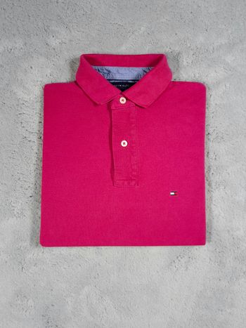 Polo Tommy Hilfiger Manches courtes - Rouge rosé, Fushia logo brodé - Taille S Hommes - 100% Coton