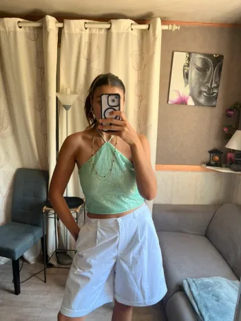 Top sequins Ibiza Summer vintage bohème champêtre disco rétro
