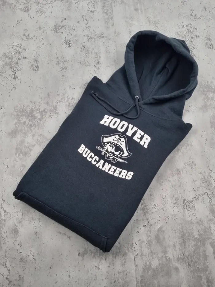 Sweat à capuche universitaire Hoover Buccaneers noir L Hommes (mesures en photos)