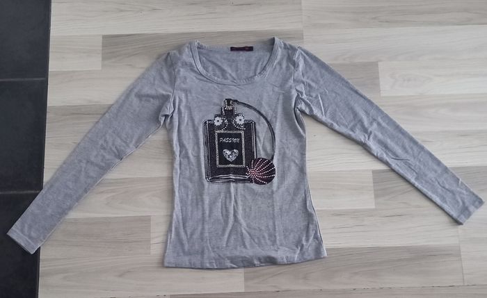 Pull femme gris à motif My Pink Tee taille L