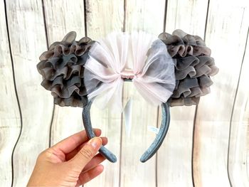 (serre tête) oreilles de Minnie nouveauté 2025 modèle froufrou organza marron rose Tokyo Disneyland