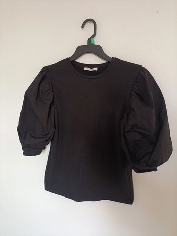 T-shirt manches bouffantes noir Pieces – Taille L