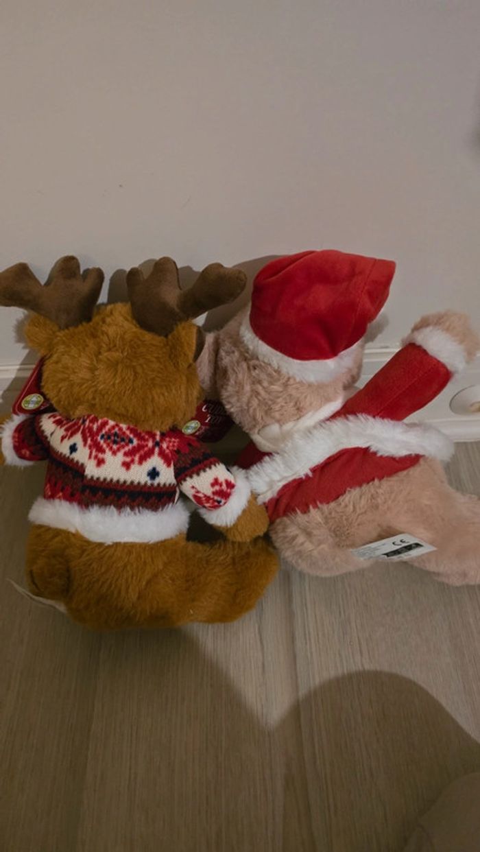 Lot de 2 peluches renne et ours noel - photo numéro 2
