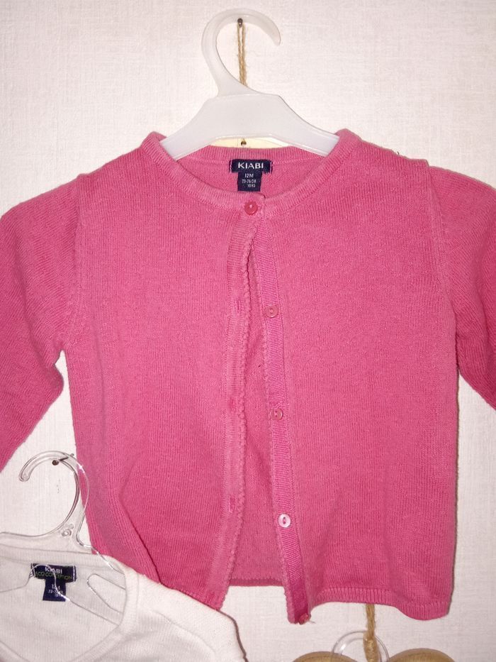 Lot de 3 hauts bébé fille 12 mois, gilets et pulls manche longue Kiabi - photo numéro 3