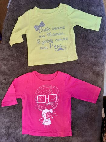 Lot de 2 hauts fins 1mois