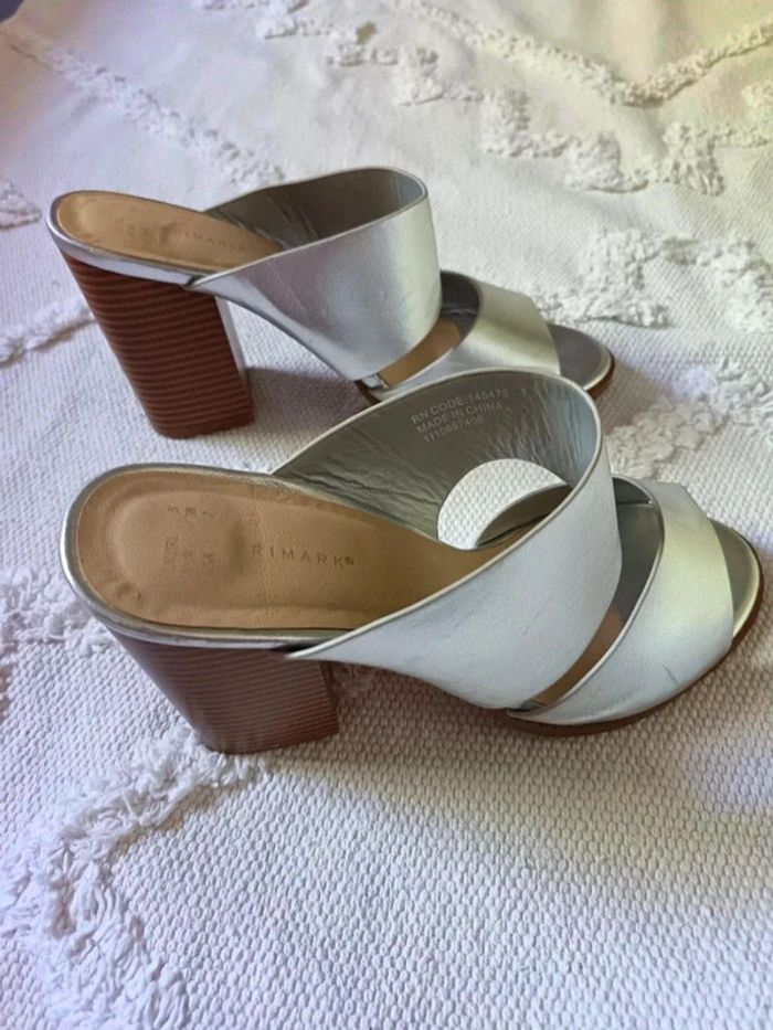 Mules sandales à talons argentées - photo numéro 3