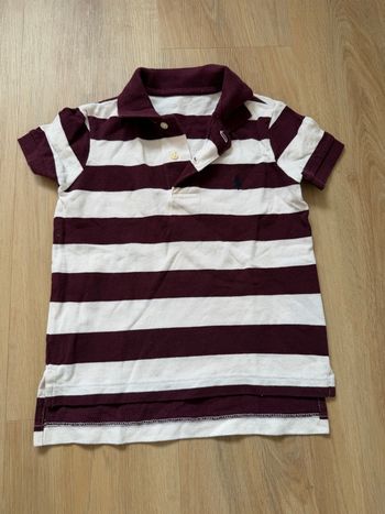 Polo Ralph Lauren enfant – Rayé bordeaux & blanc – Taille 4 ans