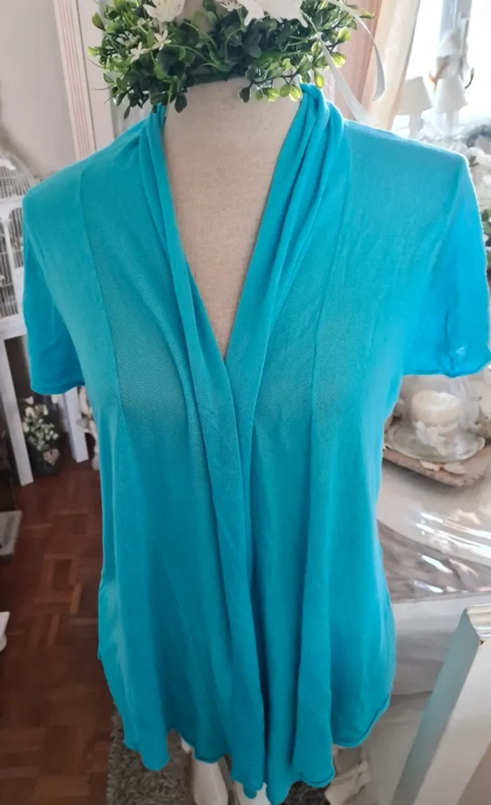 Gilet fin à pans bleu turquoise Mim Taille 42
