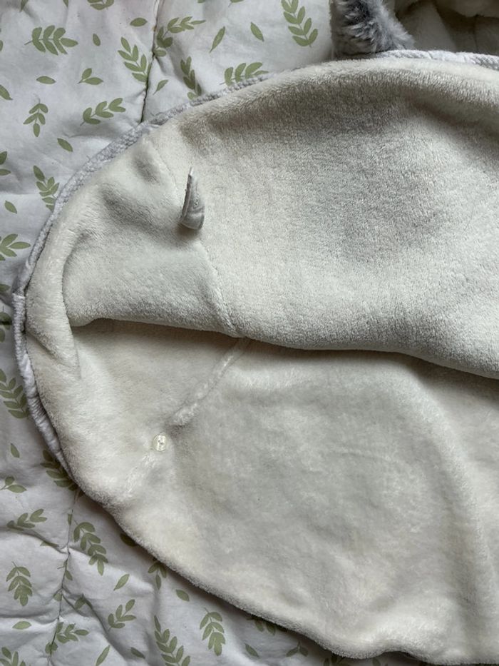 poncho à capuche gris doublé polaire 3 mois obaibi - photo numéro 5