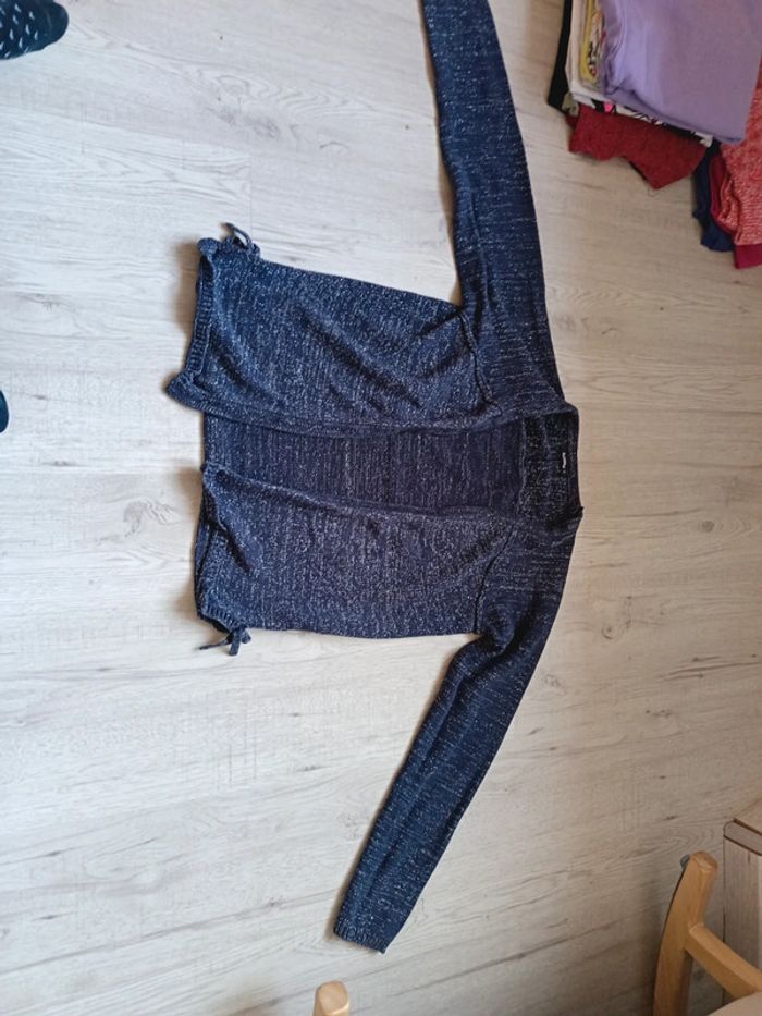 Gilet fille 14 ans in extenso tbe bleu marine paillete - photo numéro 2
