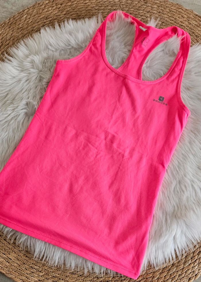 Débardeur rose fluo de sport domyos - photo numéro 2