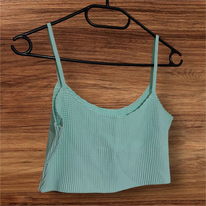 Crop top à bretelles bleu - 38/M - photo numéro 3