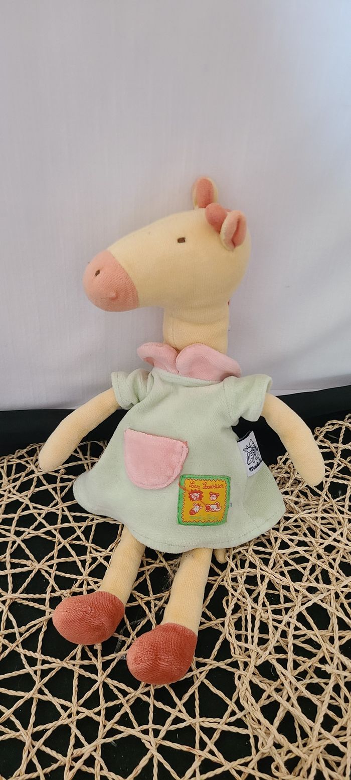 Doudou girafe robe verte jaune Les Loustics MOULIN ROTY - photo numéro 3