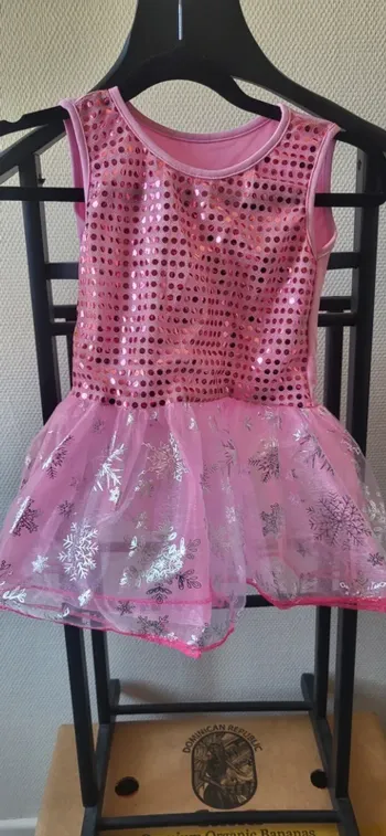 Robe de Princesse Rose Pailletée & Flocons d'Argent