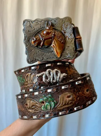 Ceinture cowboy 🤠 made in USA horses snakes leather