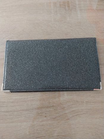 Porte chéquier à paillettes gris