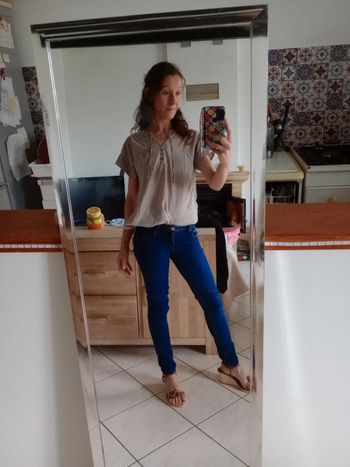 Blouse femme manches courtes M marron clair c72