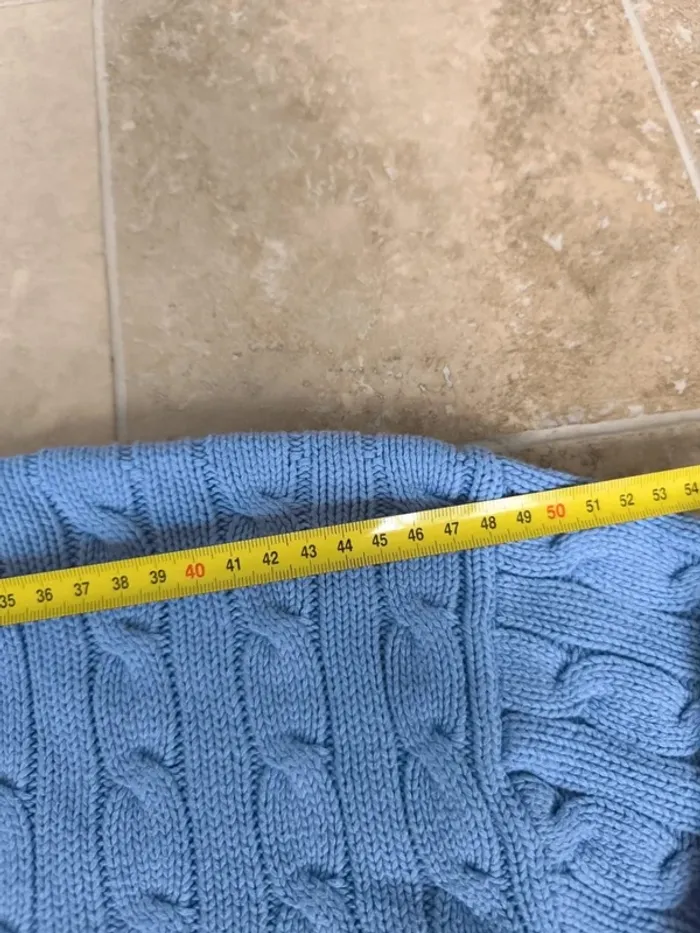 Pull col V torsadé Ralph Lauren L bleu logo marine excellent état - photo numéro 6