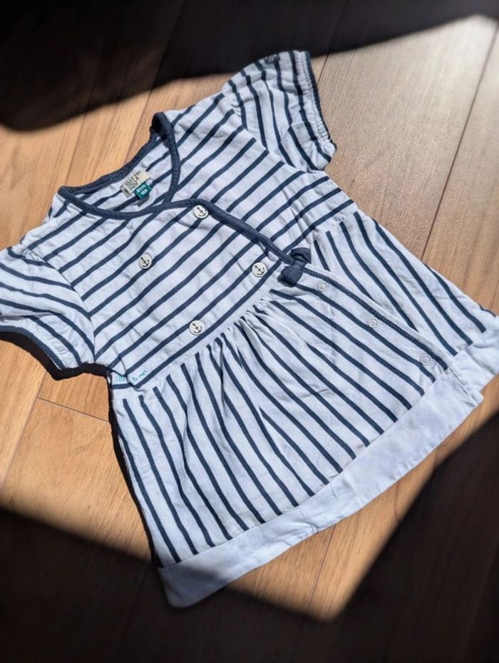 T-shirt tunique marinière manches courtes