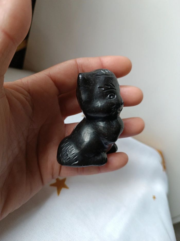 Chat cat kitten kitties Kitty noir black pierre noir volcanique obsidienne terre cuite sculpture - photo numéro 4