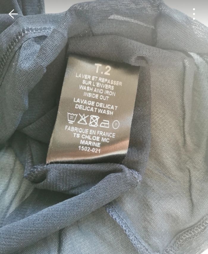 Haut résille manches courtes bleu foncé - photo numéro 5