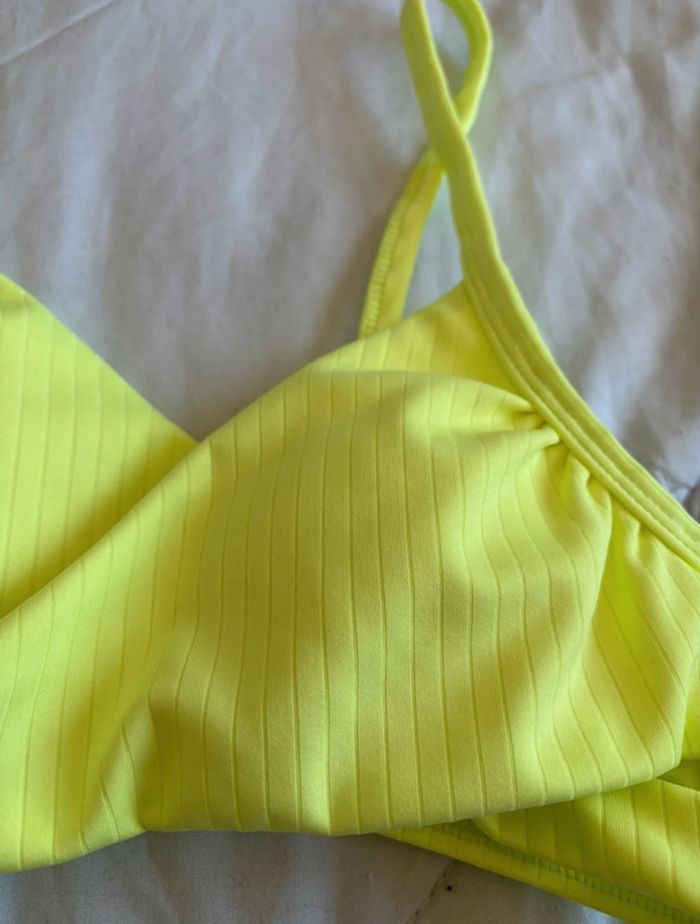 Haut de maillot de bain - bikini jaune fluo croisé penti taille XS/34 neuf - photo numéro 3