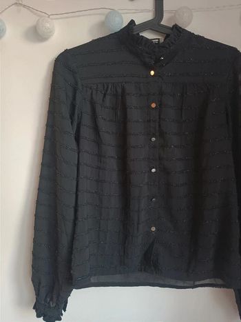 Chemisier noir à boutons dorés rayures noires à paillettes Taille S Pimkie En très bon état