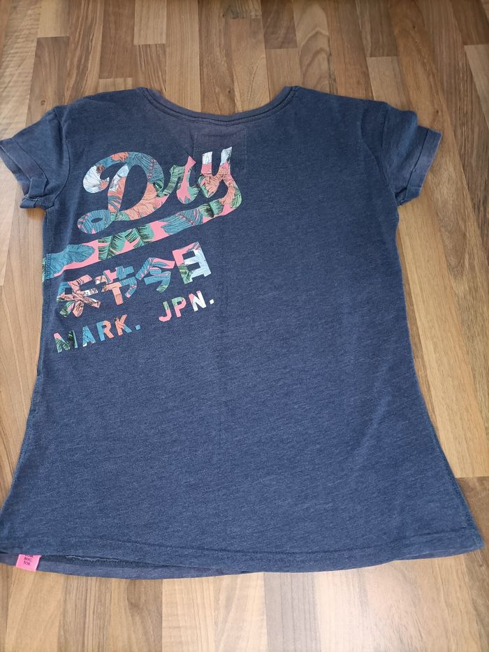 Tee-shirt bleu marine fushia Superdry 12 ans - photo numéro 4