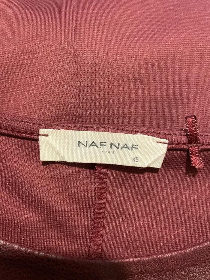 T-shirt blouse Naf Naf taille XS bordeaux en daim suédine - photo numéro 5