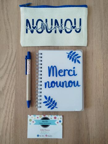 Ensemble carnet stylo trousse nounou