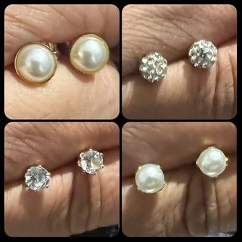 Lot de 4 paires de boucles acier inoxydable neuves