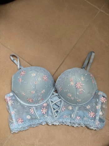 soutien gorge bleu dentelle 90B