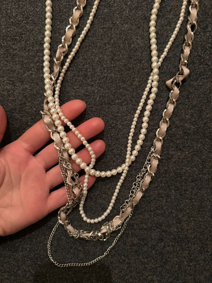 Collier sautoir multi rangs perles et métal - photo numéro 4