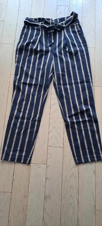 Pantalon à rayures ceinturé