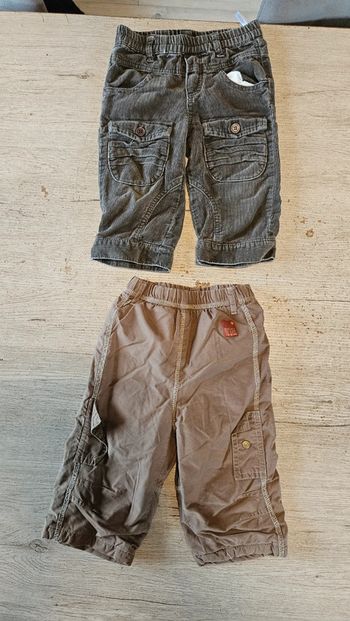 Lot de 2 pantalons garçon, brun, La compagnie des petits et JBC, 12 mois, nickel