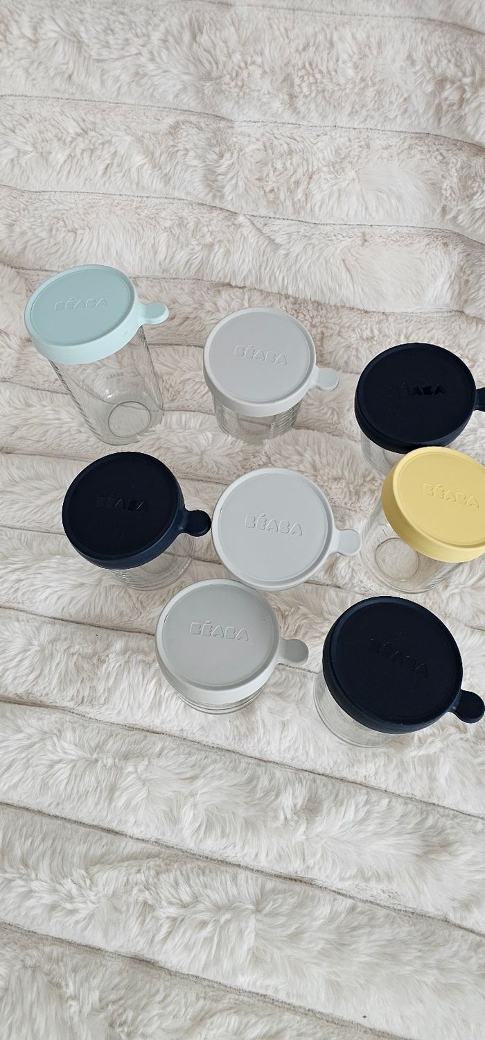 Lot de 8 pots en verres Béaba différents formats