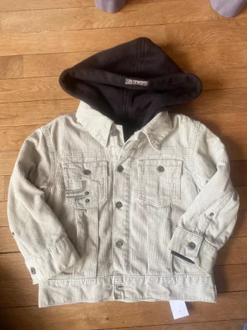 Veste 2/1 velours beige doublure polaire amovible
