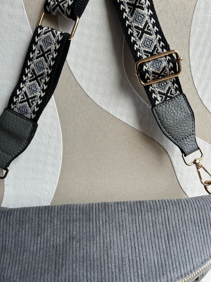 Sac banane  gris velours côtelé - photo numéro 2